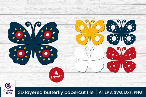 3D Layered Butterfly Paper Laser Cut SVG