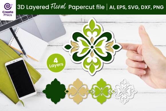 3D Layered Floral Paper Cutting SVG