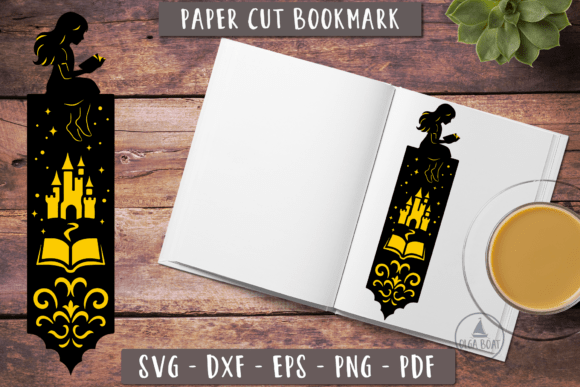 Girl with Book Bookmarks SVG 3d Bookmark