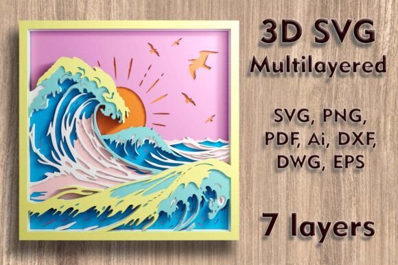 Ocean Waves 3d SVG Multilayered Files