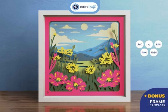 Spring Field 3D Layered Paper Cut