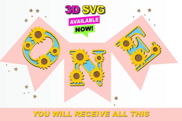 Sunflower Alphabet 3D SVG