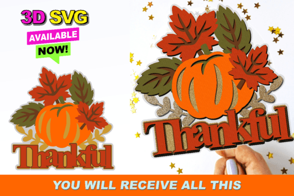 Thanksgiving Cake Topper Pumpkin 3D SVG